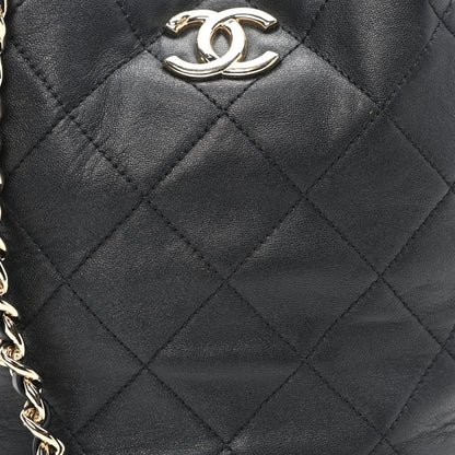 Chanel Shiny Lambskin Quilted Chain Is More Drawstring Bag Black 8 of 10