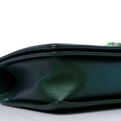 Chanel Iridescent Goatskin Quilted New Medium Boy Flap Green 8 of 9