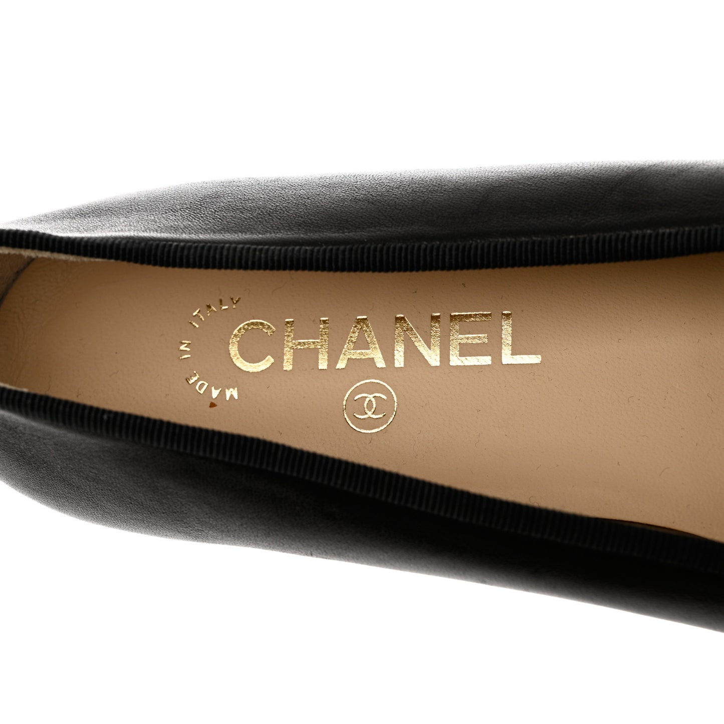 Lambskin Patent Cap Toe CC Ballerina Flats 40 Black