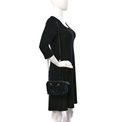 Fendi Chenille Vitello King Plexiglass FF Mini By The Way Top Handle Boston Bag Blue Black 2 of 10