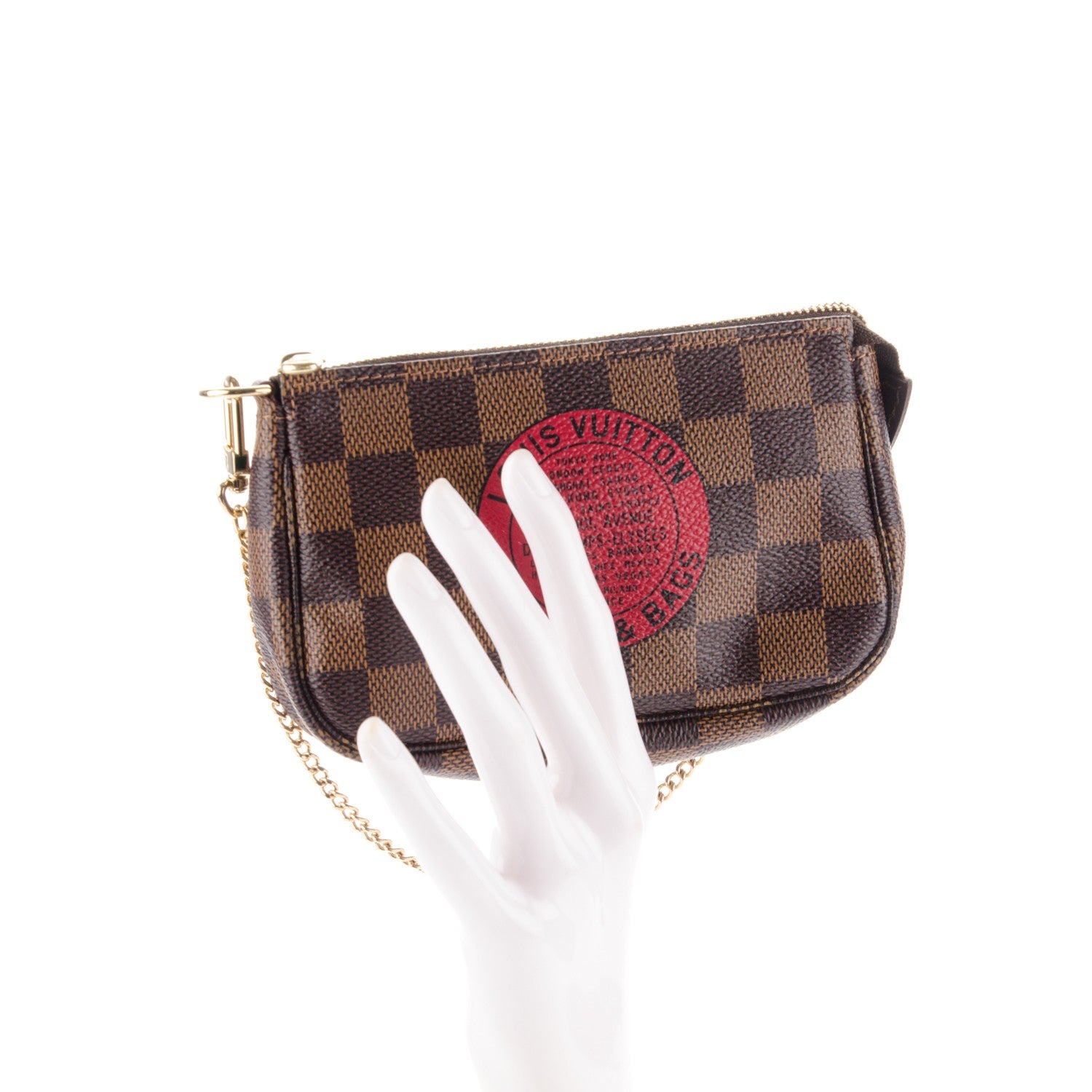 Louis Vuitton Damier Ebene Complice Trunks and Bags Mini Pochette Accessories Red 2 of 7