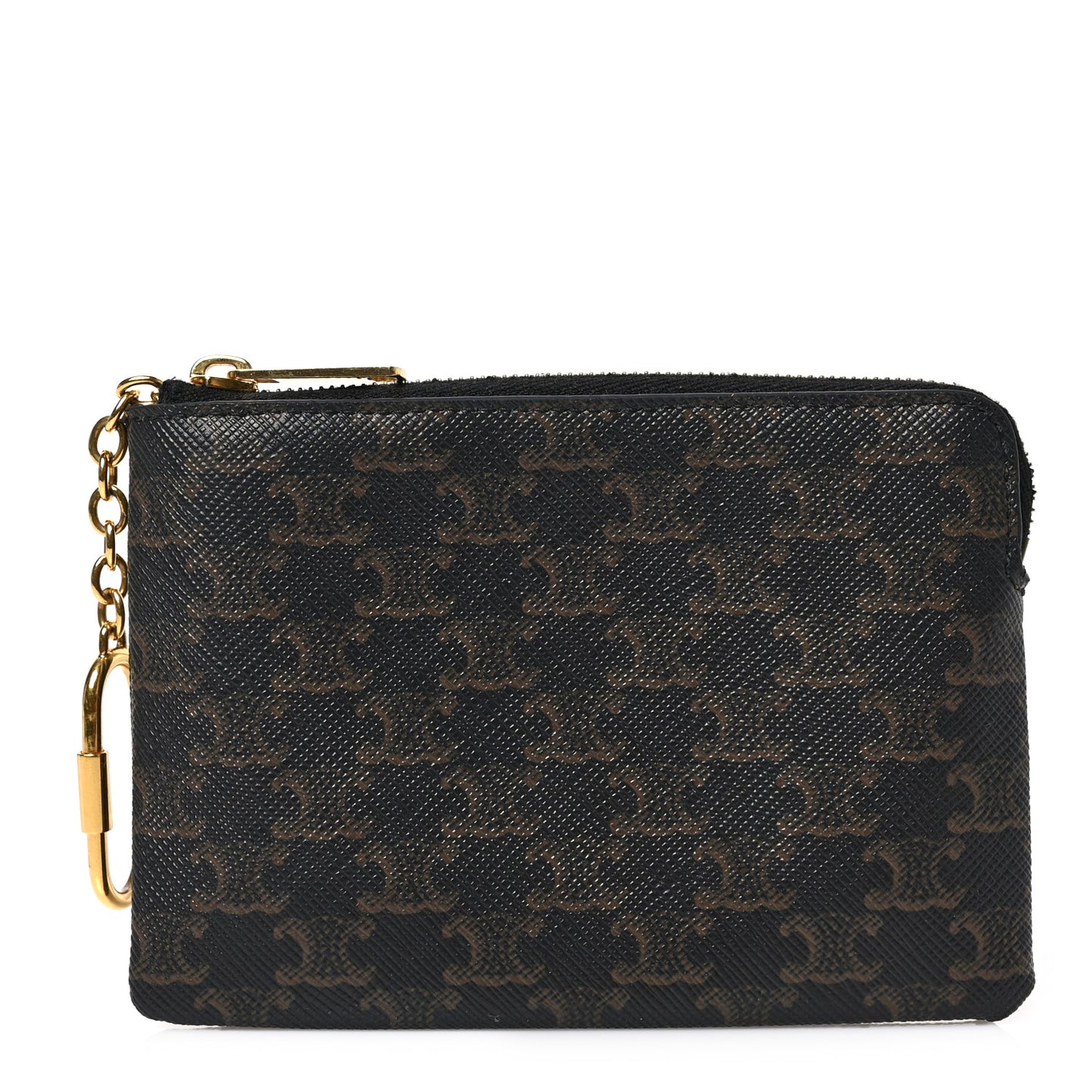 Triomphe Canvas Coin and Card Pouch With Hook Black