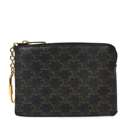 Celine Triomphe Canvas Coin and Card Pouch With Hook Black 1 of 5