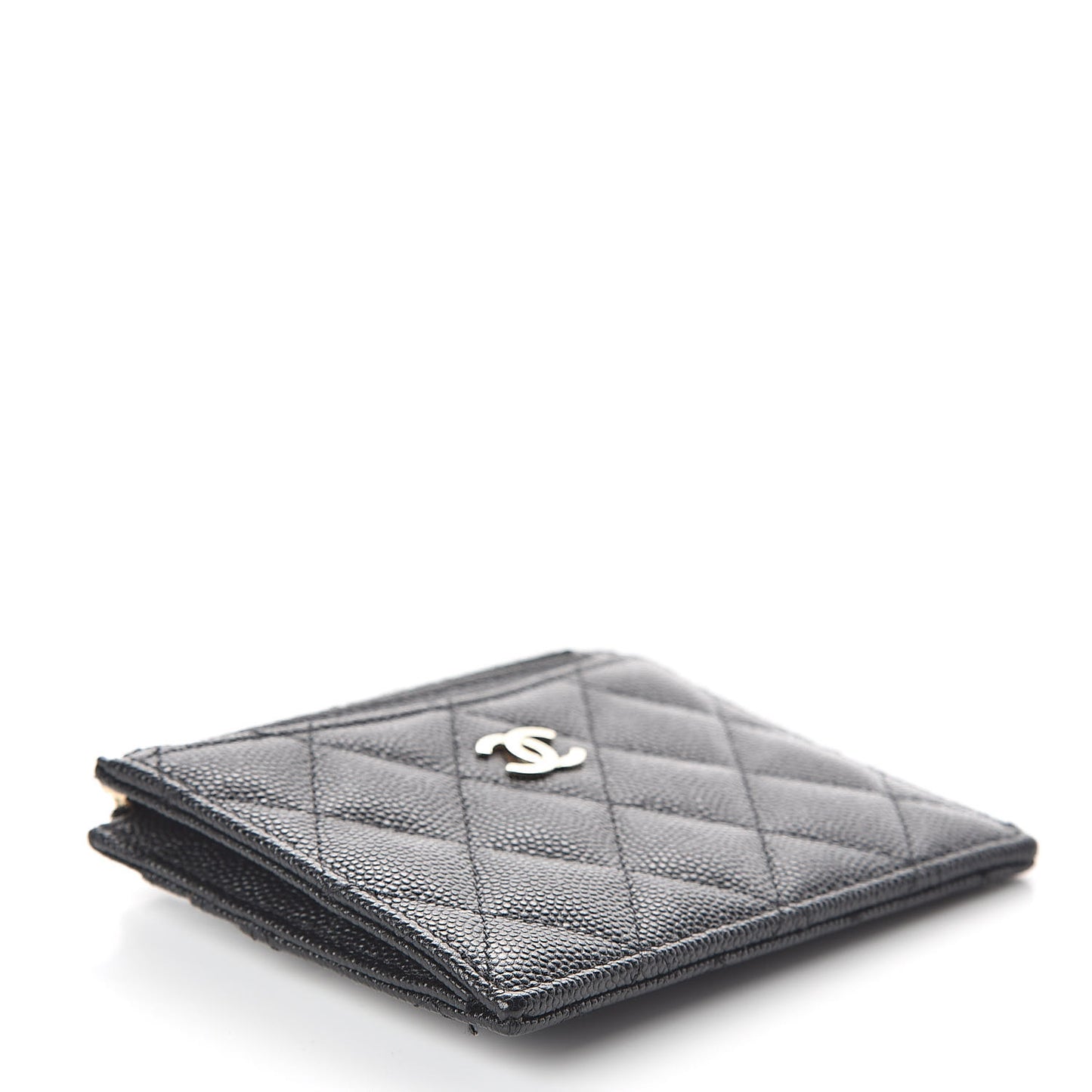 Caviar Quilted CC Zip Card Holder Black