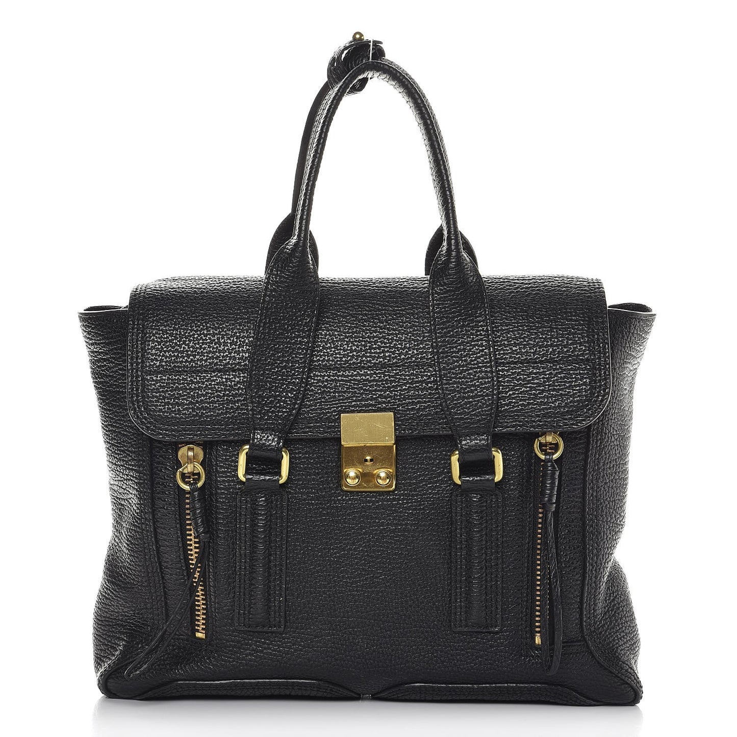 3.1 Textured Calfskin Medium Pashli Satchel Black