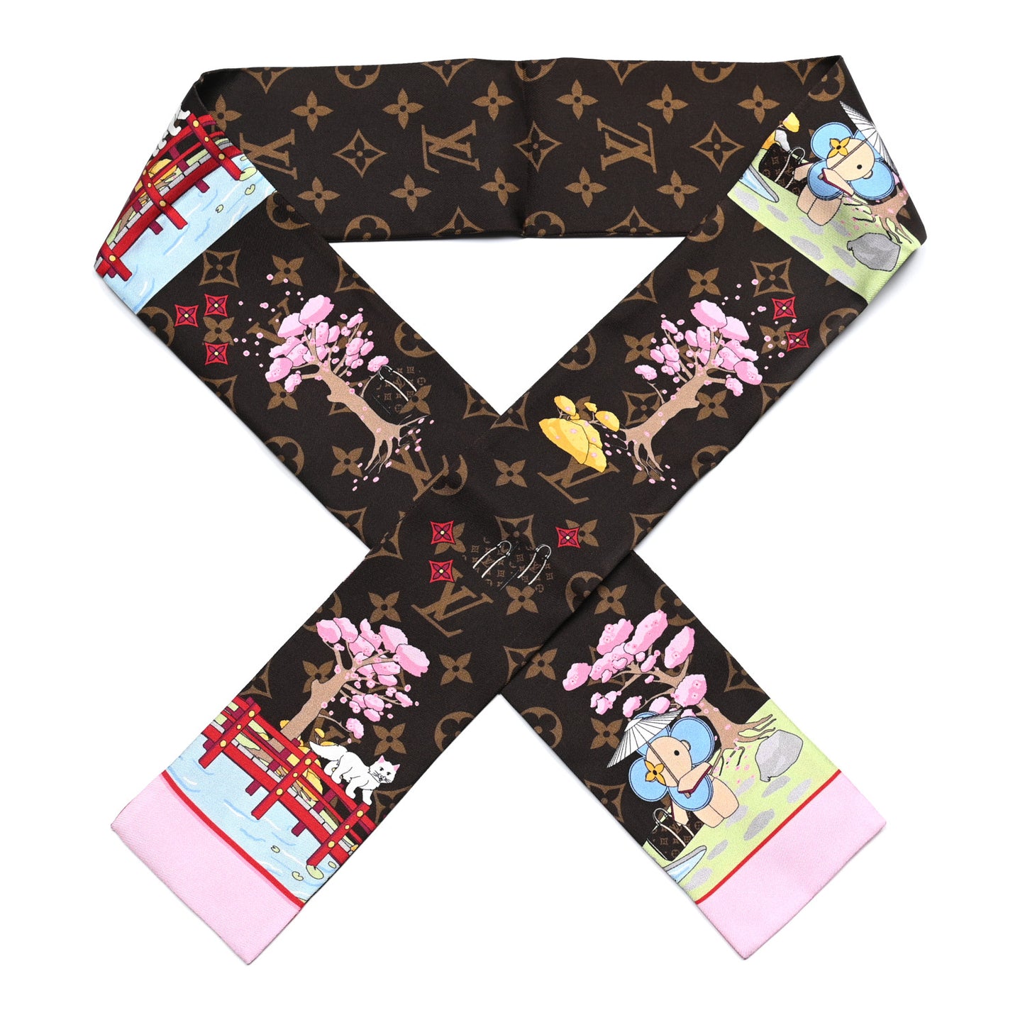 Silk Monogram 2021 Christmas Animation Japanese Garden Bandeau Marron