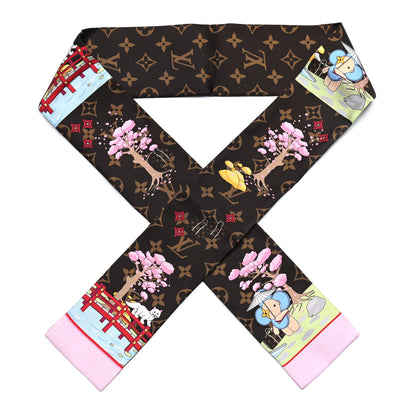 Louis Vuitton Silk Monogram 2021 Christmas Animation Japanese Garden Bandeau Marron 1 of 3