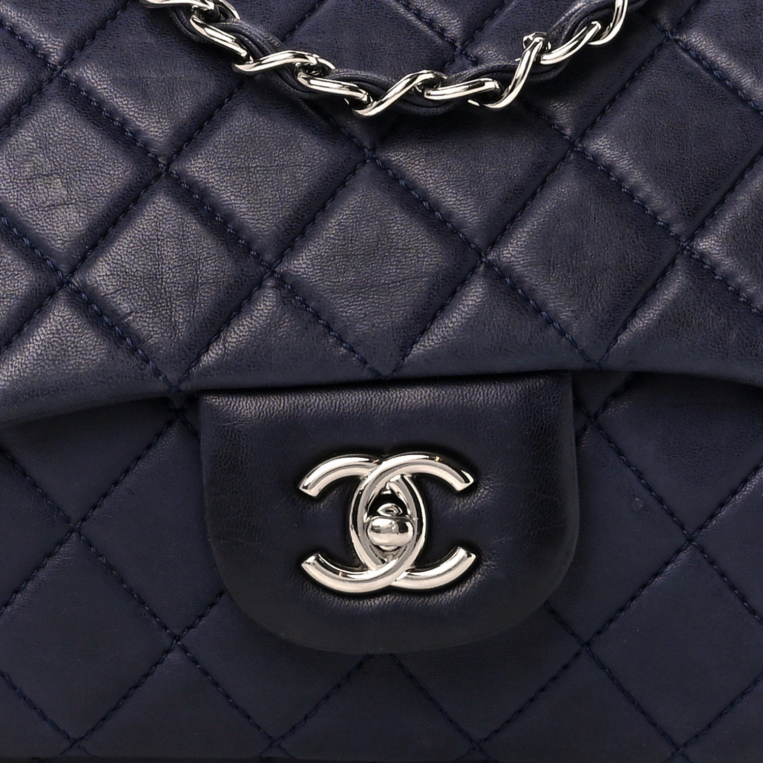 Chanel Lambskin Quilted Jumbo Single Flap Navy 9 of 12