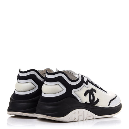 Chanel Lycra Womens CC Sneakers 40 Black White 4 of 11