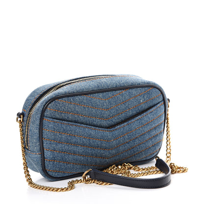 Saint Laurent Denim Matelasse Monogram Mini Lou Camera Bag California Blue 2 of 9