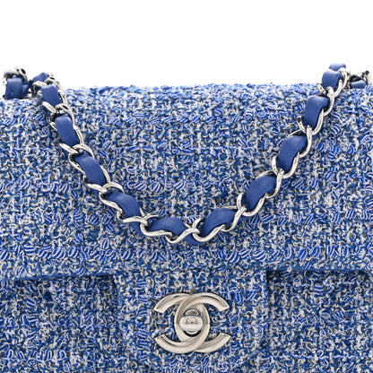 Chanel Tweed Quilted Mini Rectangular Flap Blue White 8 of 11