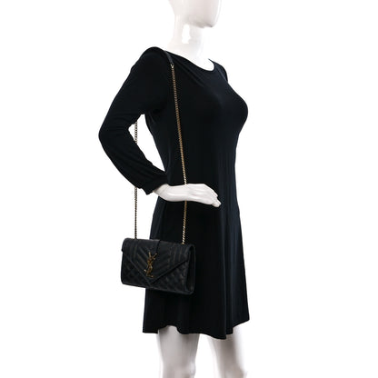 Saint Laurent Grain De Poudre Textured Mixed Matelasse Triquilt Small Monogram Satchel Black 2 of 14