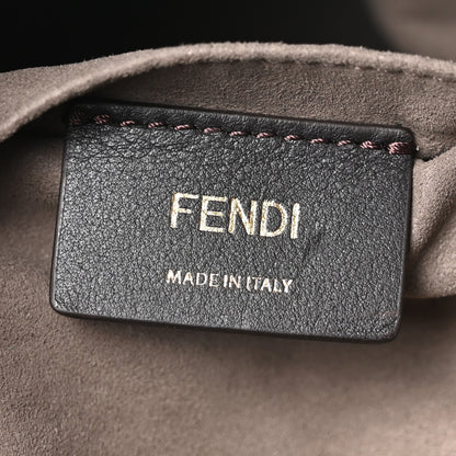 Fendi Glazed Fabric Vitello Grace F is Fendi FF 1974 Stamp Patch Grande Mon Tresor Bucket Bag Mogano Panna Black 6 of 10