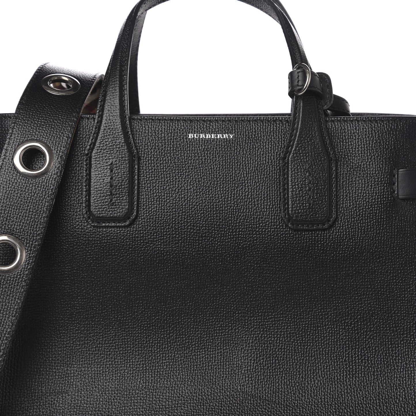 Grainy Calfskin House Check Medium Banner Tote Black
