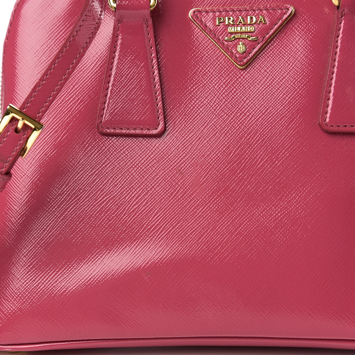 Prada Saffiano Vernice Small Promenade Tote Peonia 7 of 10