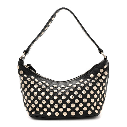 Prada Muflone Metal Studded Necessaire Shoulder Bag Black 1 of 12