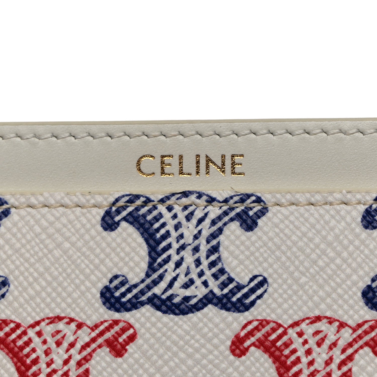 Celine Triomphe Canvas Card Holder White Blue Red 5 of 6
