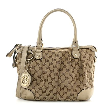 Gucci Monogram Margaux Calfskin Medium Sukey Top Handle Bag Beige Ebony Mystic White 1 of 17