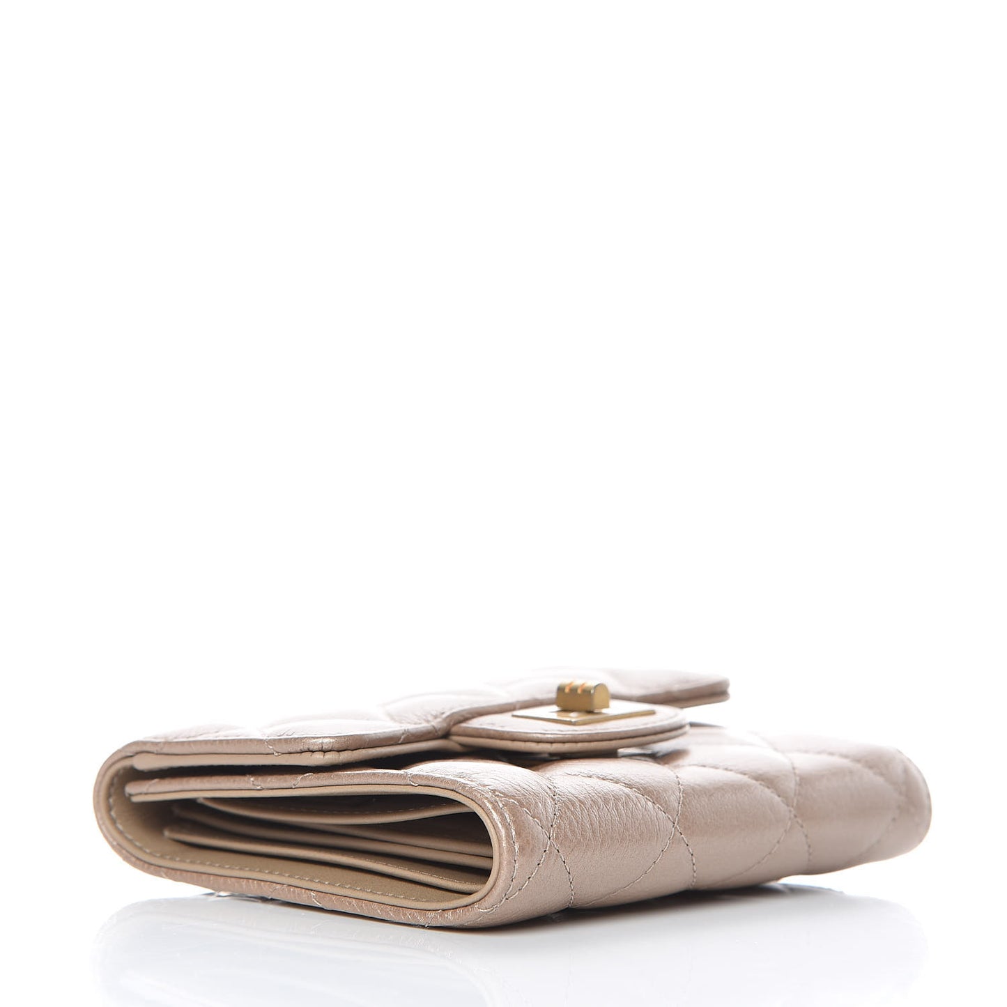 Metallic Calfskin Quilted Reissue Compact Wallet Gold