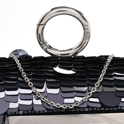Fendi Sequin Paillettes Shiny Nappa Sex and the City Nano Maxi Buckle Baguette Charm Dark Blue 8 of 11