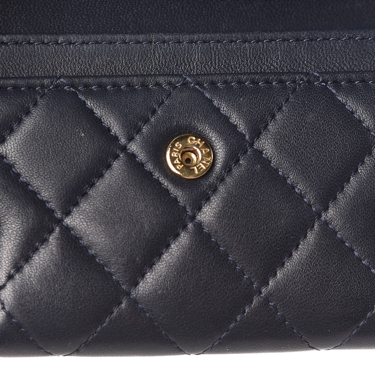 Lambskin Quilted Boy Card Holder Wallet Navy