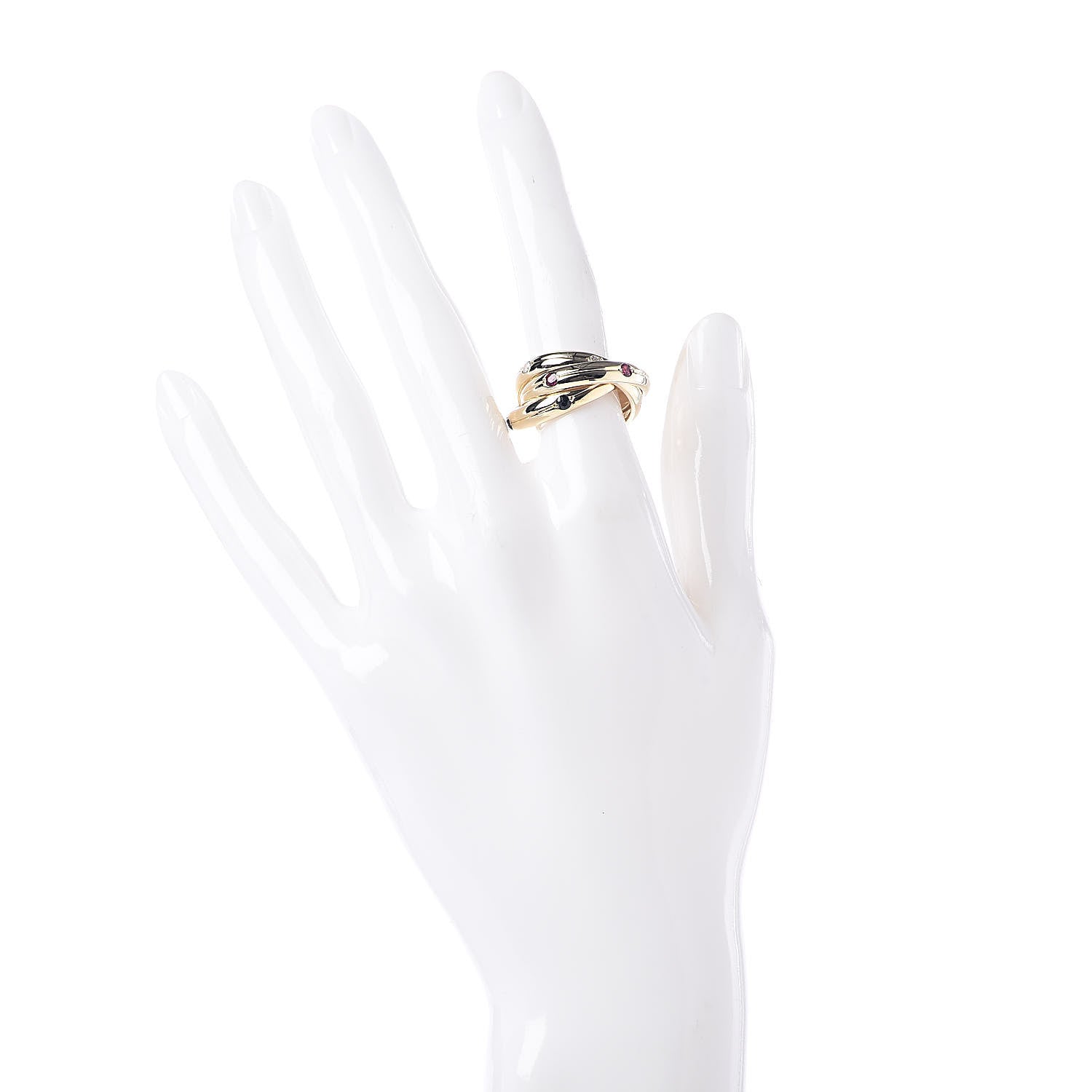 Cartier 18K Yellow Gold Diamond Sapphire Ruby Constellation Trinity Ring 52 6 2 of 5