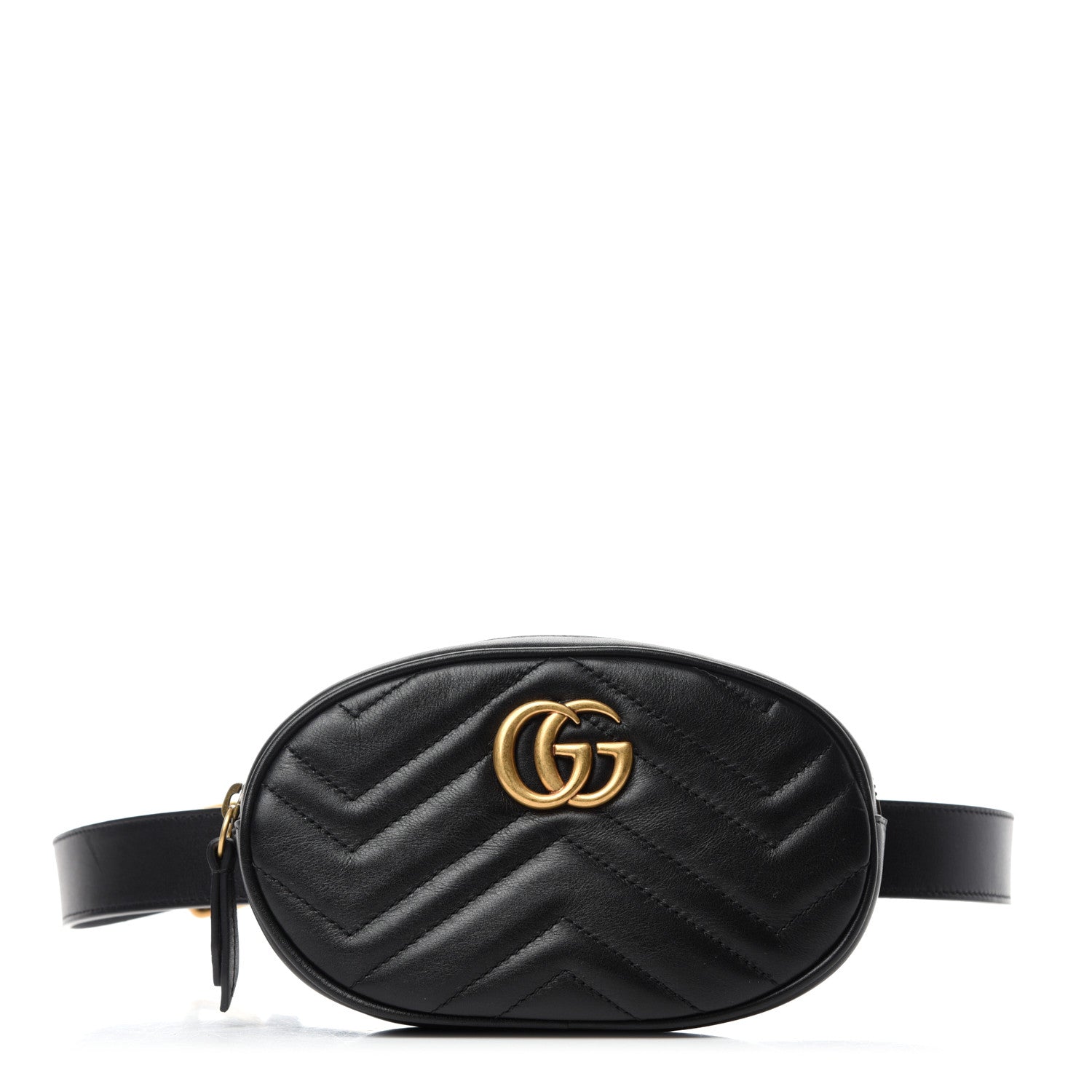 Gucci Calfskin Matelasse GG Marmont Belt Bag 95 38 Black 1 of 11