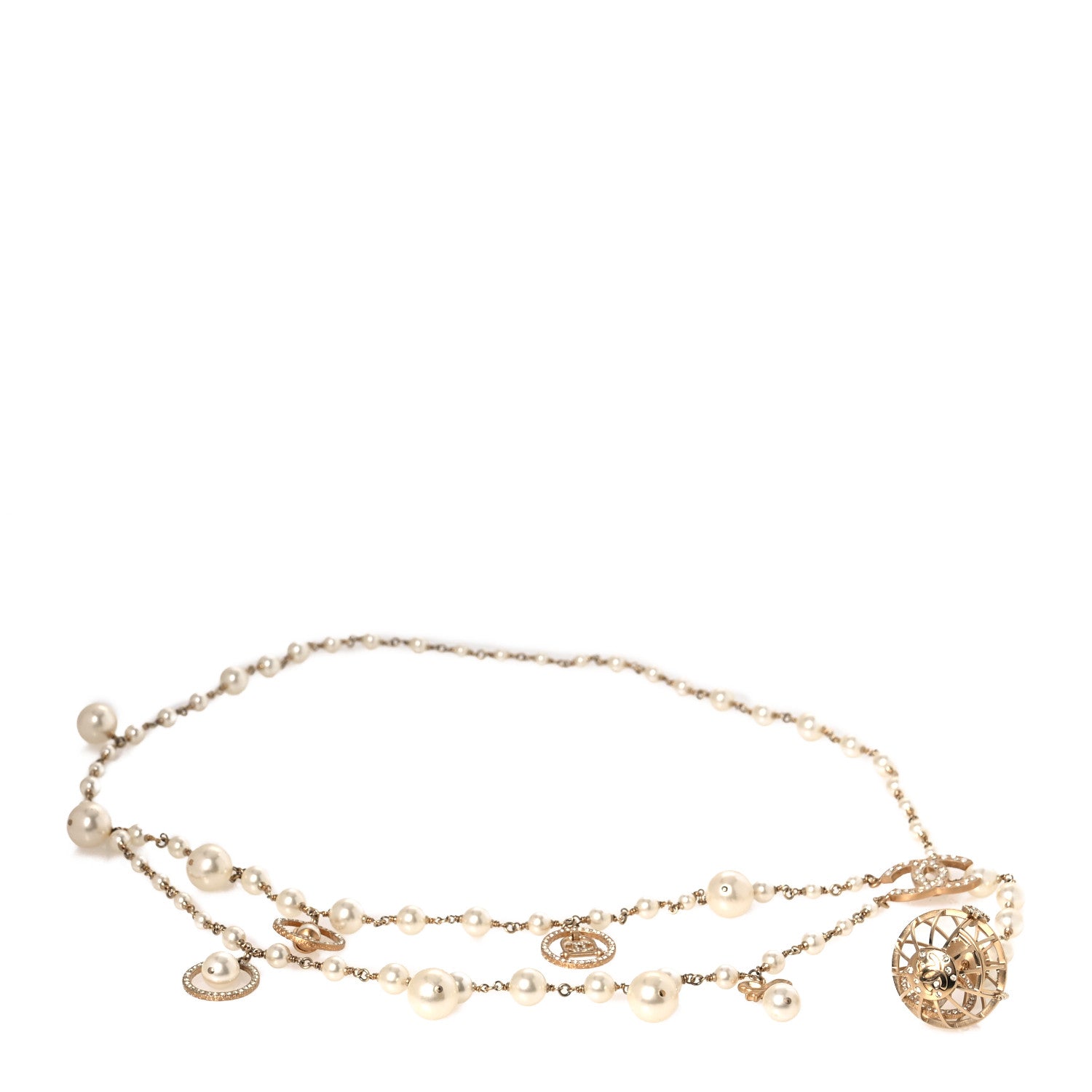 Chanel Pearl Chain Birdcage Belt Gold 1 of 4
