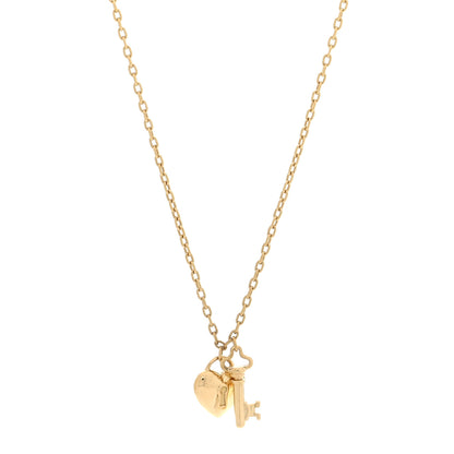 Tiffany 18K Yellow Gold Heart Padlock Key Pendant Necklace 1 of 4