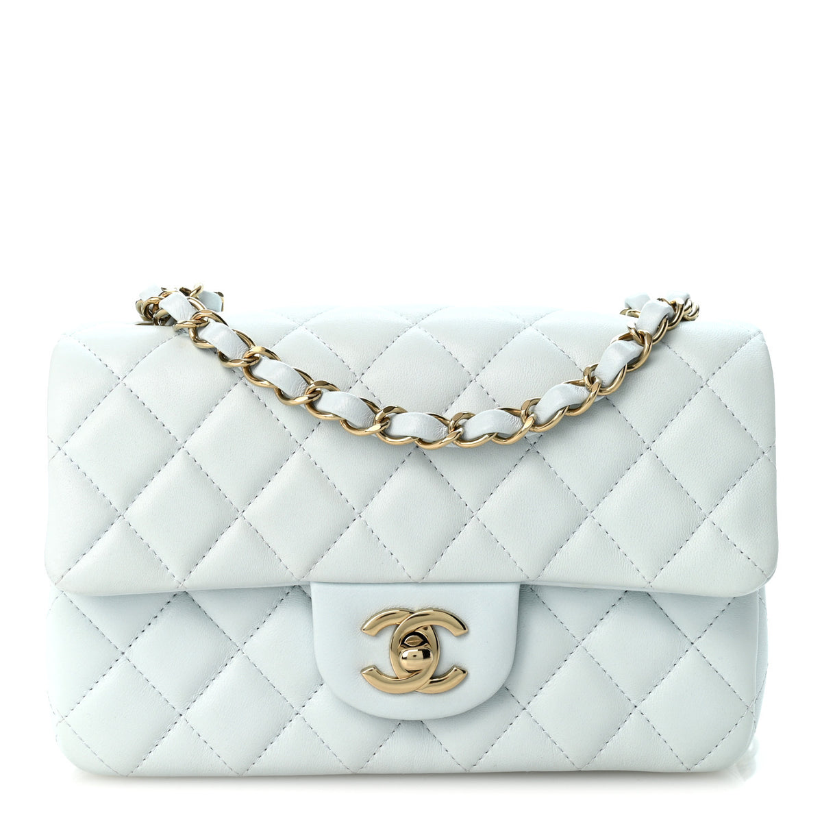 Chanel Lambskin Quilted Mini Rectangular Flap Light Blue 1 of 11