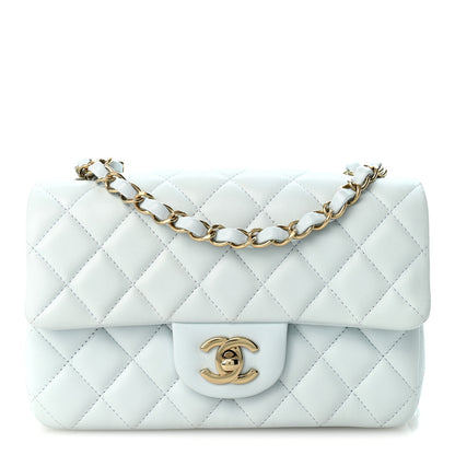 Chanel Lambskin Quilted Mini Rectangular Flap Light Blue 1 of 11