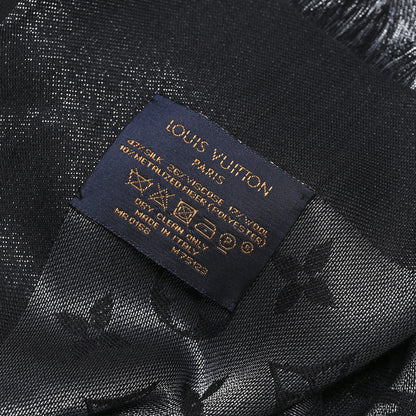 Louis Vuitton Silk Lurex Wool Monogram Shine Shawl Black 3 of 4