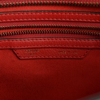 Celine Drummed Calfskin Micro Luggage Coquelicot 6 of 8