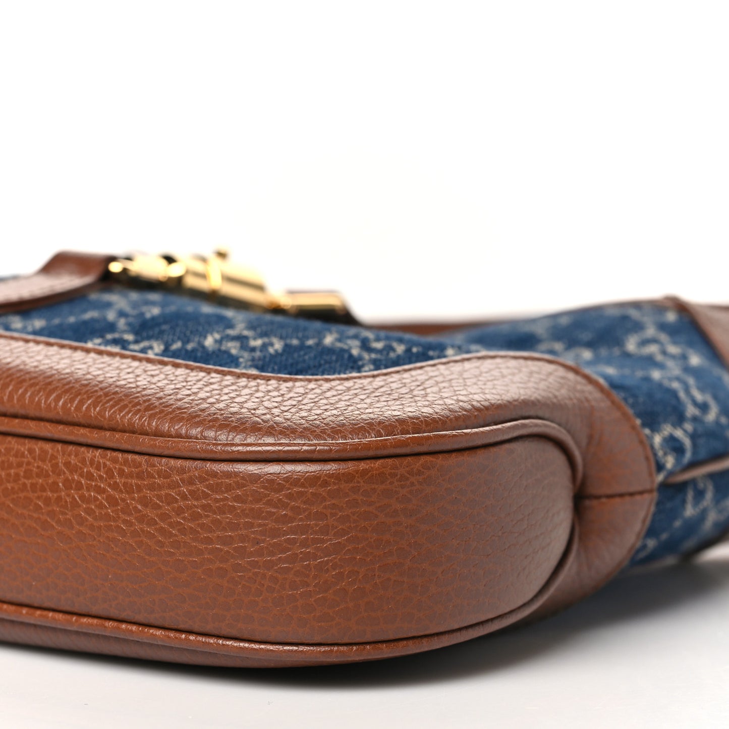 New Denim GG Monogram Calfskin Small Jackie 1961 Hobo Blue Tea Cuir