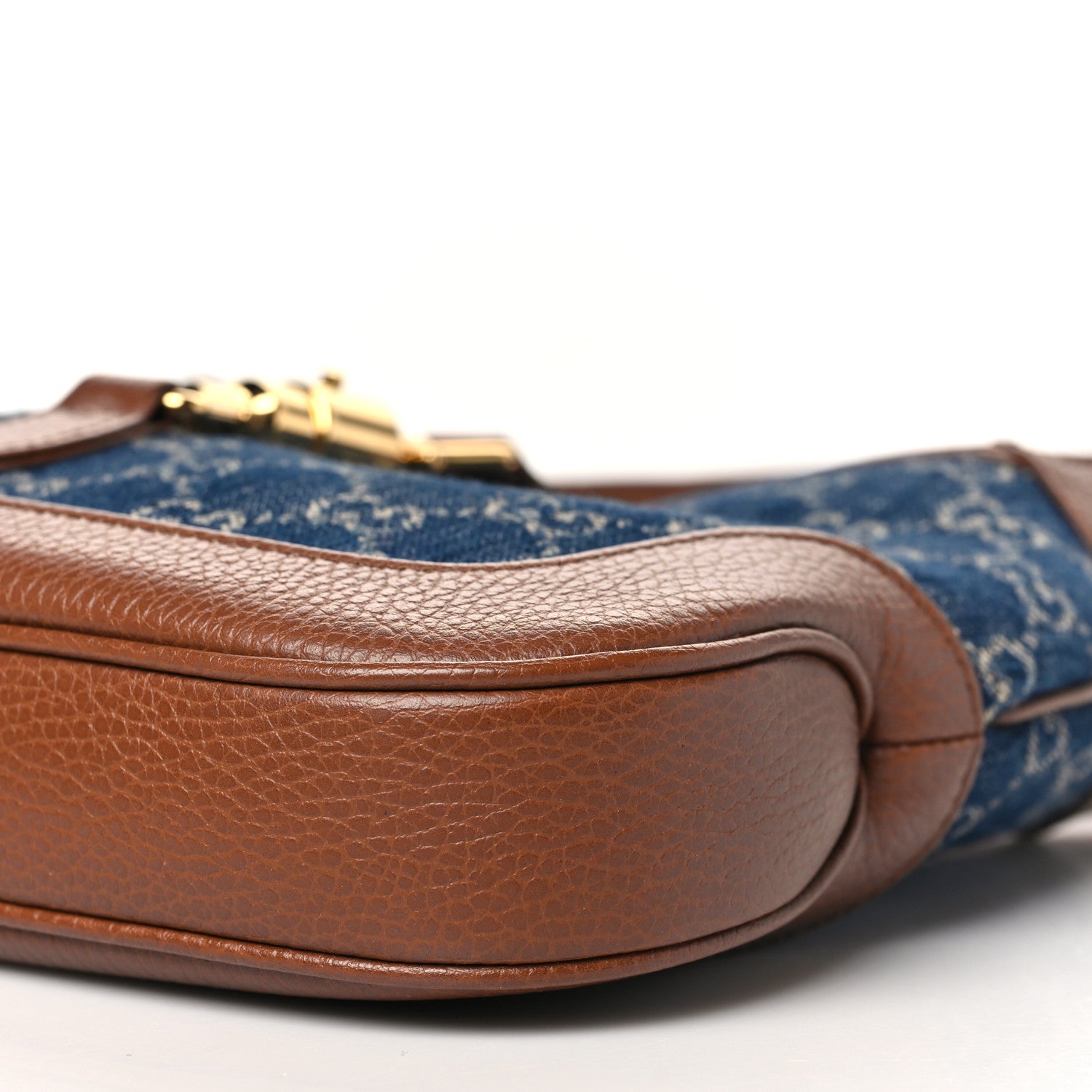 Gucci New Denim GG Monogram Calfskin Small Jackie 1961 Hobo Blue Tea Cuir 10 of 10