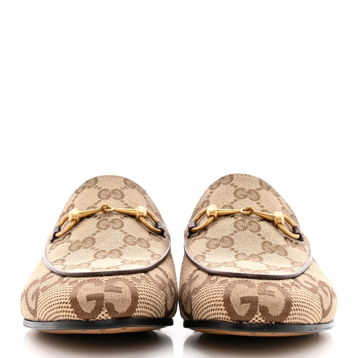 Monogram Jumbo GG Malaga Kid Horsebit Womens Jordaan Loafers 38 Camel Ebony New Acero Beige