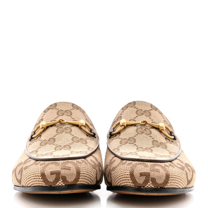 Gucci Monogram Jumbo GG Malaga Kid Horsebit Womens Jordaan Loafers 38 Camel Ebony New Acero Beige 2 of 10