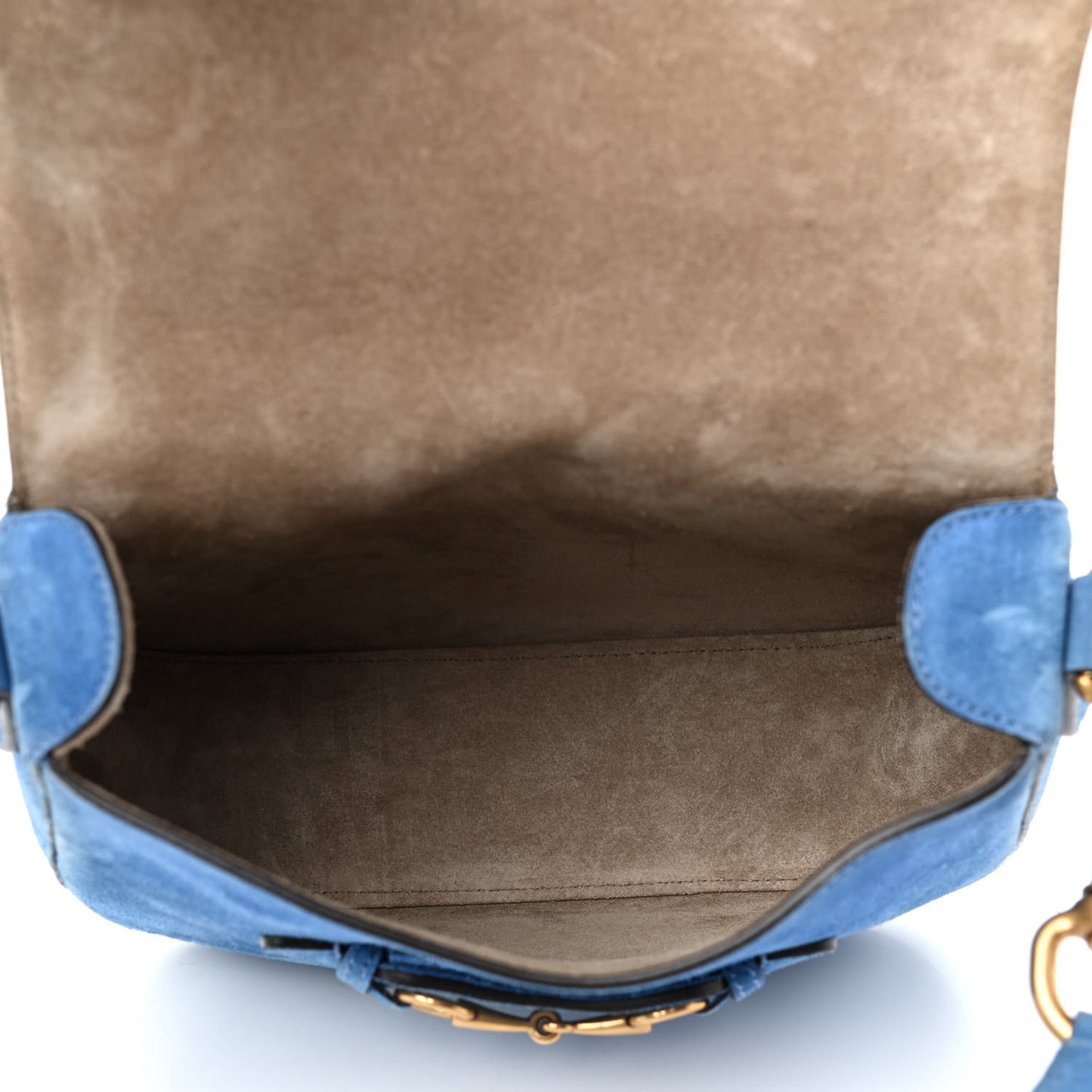 Suede Medium Lady Web Shoulder Bag Blue