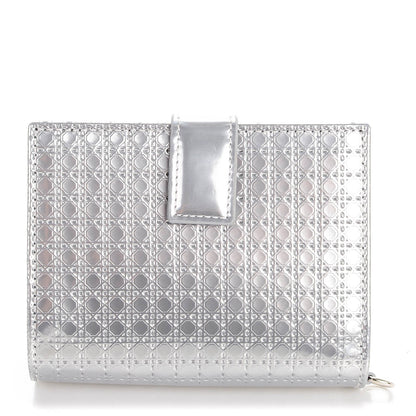 Christian Dior Metallic Patent Micro-Cannage Lady Dior Eden Wallet Silver 1 of 9