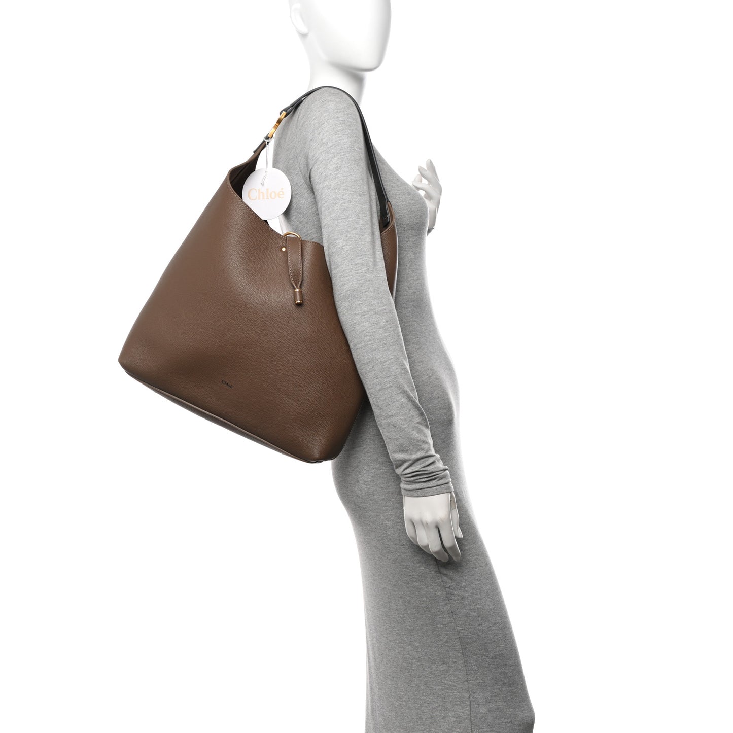 Grained Calfskin Marcie Hobo Tote Dark Nut