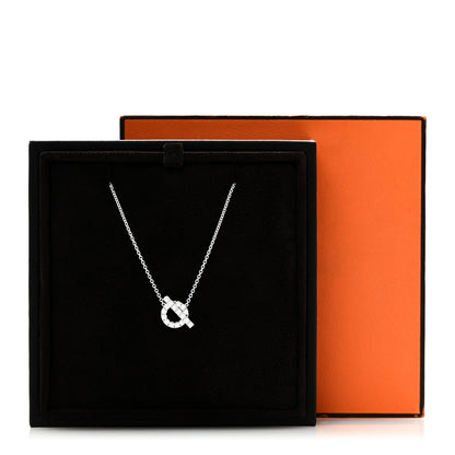 Hermes 18K White Gold Diamond Finesse Pendant Necklace 7 of 7