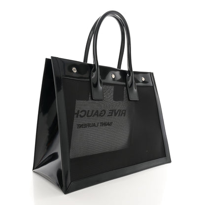 Saint Laurent Mesh Patent Rive Gauche Tote Black 3 of 11