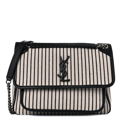 Saint Laurent Cotton Canvas Vintage Calfskin Monogram Medium Niki Chain Satchel 1 of 14