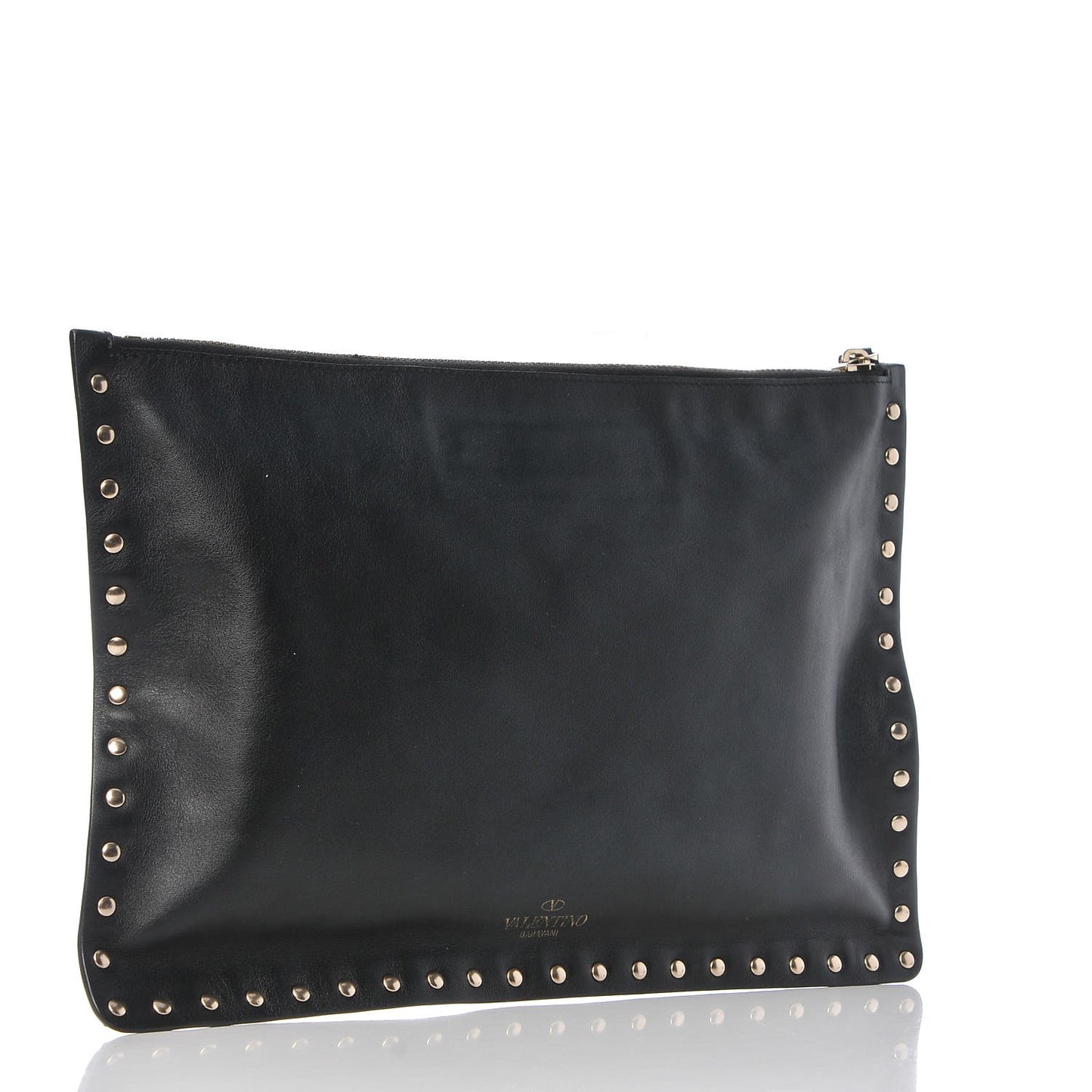 Vitello Large Rockstud Zip Pouch Black