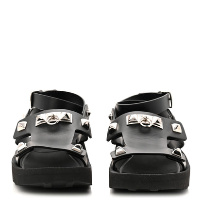 Hermes Calfskin Medor Studded Womens Intuition Sandals 37 Black 3 of 11