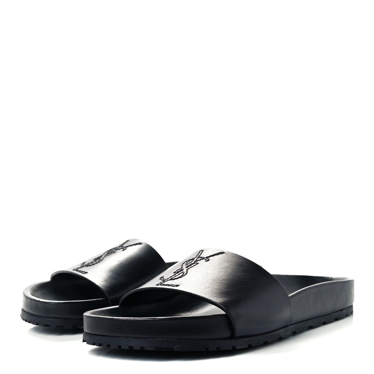Calfskin Monogram Jimmy Joan Slide Sandals 38 Black
