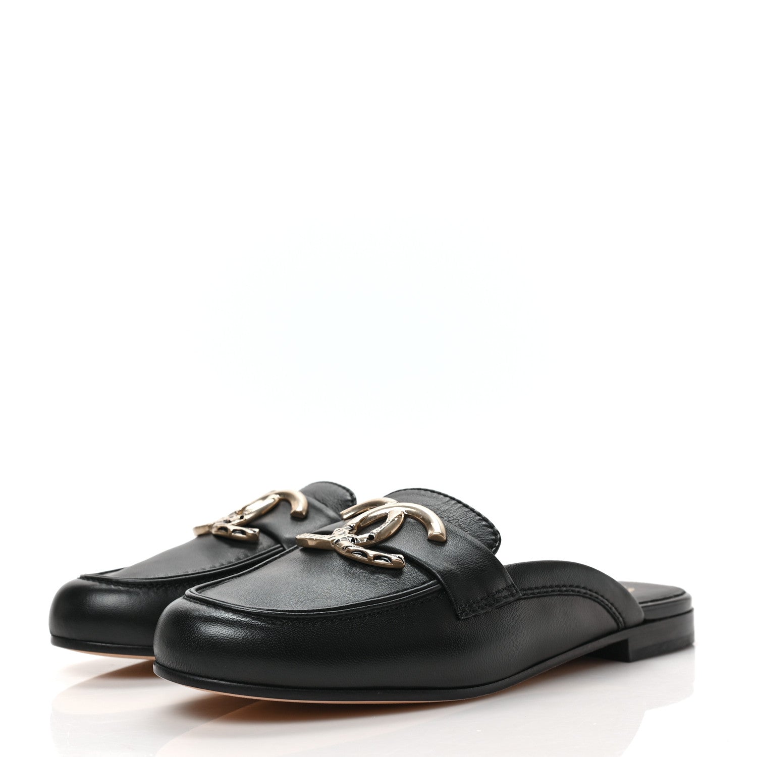 Chanel Lambskin CC Mules 35.5 Black 3 of 8