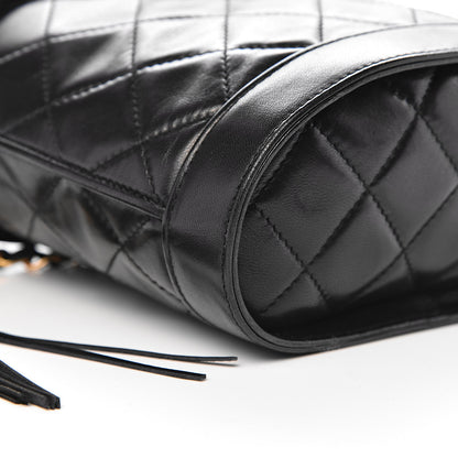 Chanel Lambskin Quilted Tassel Shoulder Bag Black 12 of 14