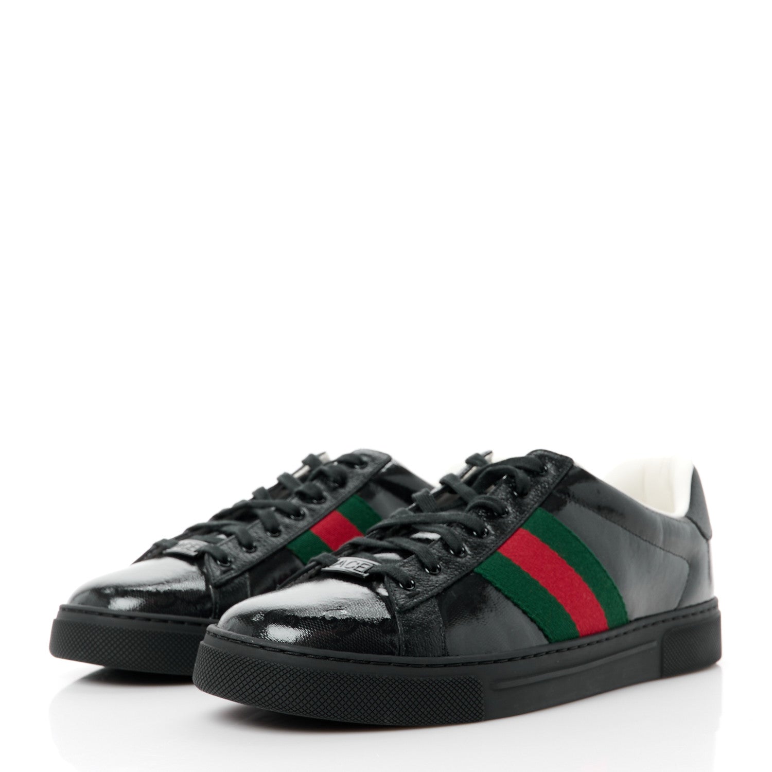 Gucci Crystal GG Monogram Web Mens New Ace Sneakers 8.5 Black 3 of 9