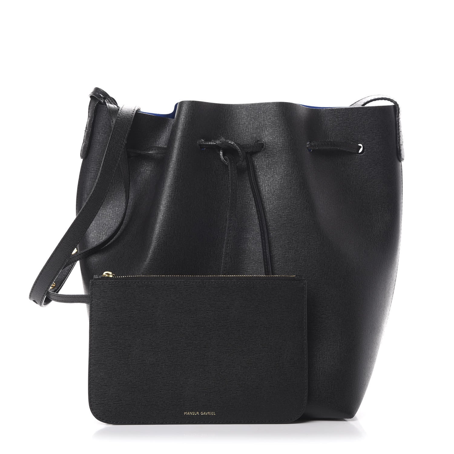 Mansur Gavriel Saffiano Bucket Bag Black Royal 1 of 16